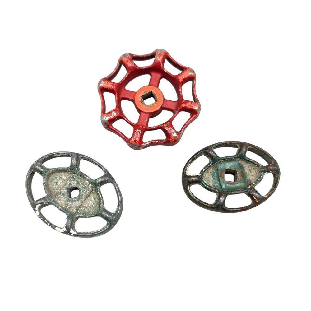 Red and Green Metal Water Faucet Handles Valve Knobs Bundle of 3